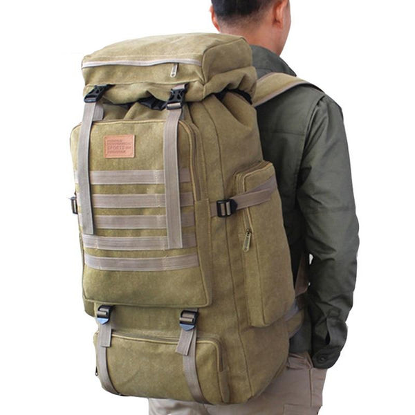 Backpack 60L Large Military Bag Canvas