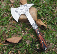 Outdoor Mountain Camping Axe Wolf Carved Wood Handle