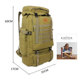 Backpack 60L Large Military Bag Canvas